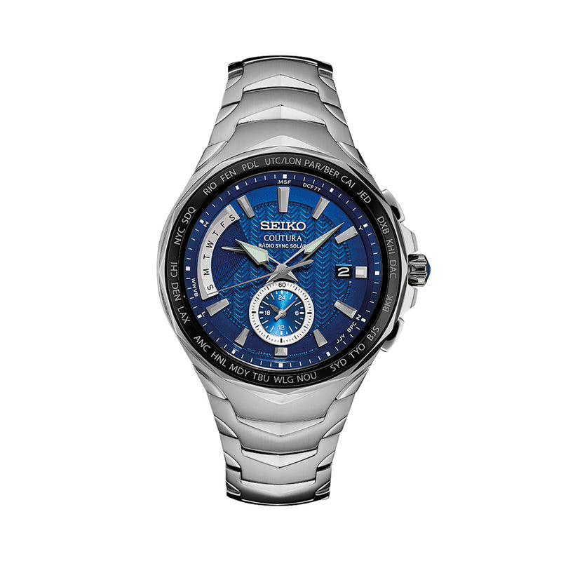 Seiko Coutura Radio Sync, Solar Powered, Dual Time, World Time Watch #SSG019
