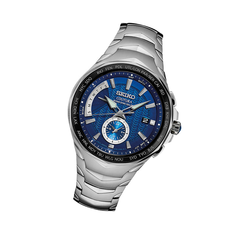 Seiko Coutura Radio Sync, Solar Powered, Dual Time, World Time Watch #SSG019