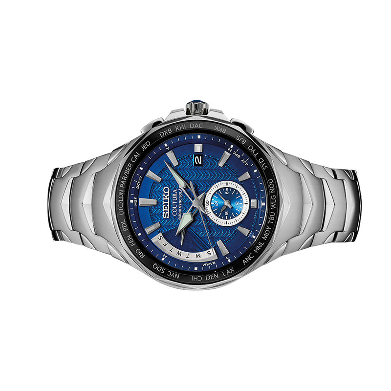 Seiko Coutura Radio Sync, Solar Powered, Dual Time, World Time Watch #SSG019