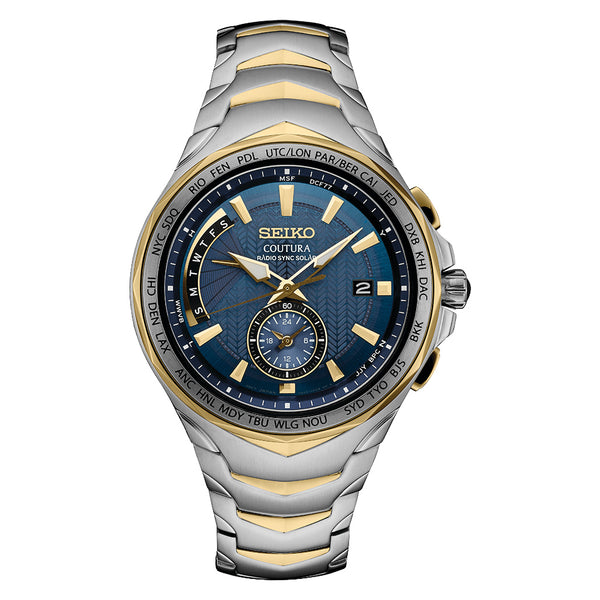 Seiko Coutura Radio Sync, Solar Powered, Dual Time, World Time Watch #SSG020