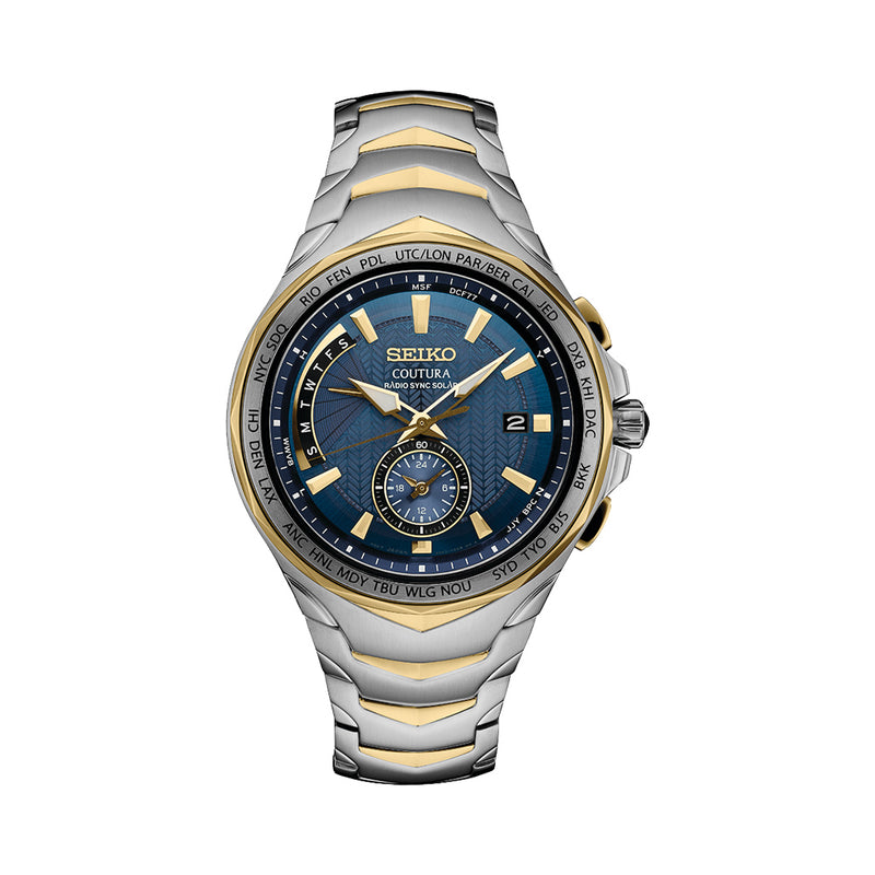 Seiko Coutura Radio Sync, Solar Powered, Dual Time, World Time Watch #SSG020