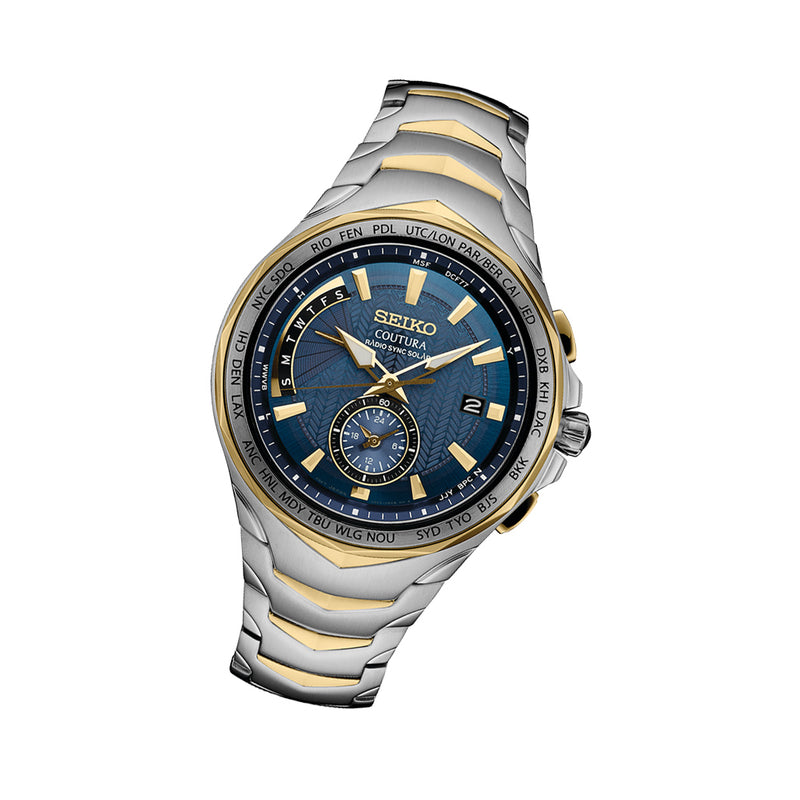 Seiko Coutura Radio Sync, Solar Powered, Dual Time, World Time Watch #SSG020