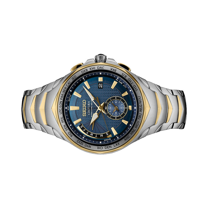 Seiko Coutura Radio Sync, Solar Powered, Dual Time, World Time Watch #SSG020