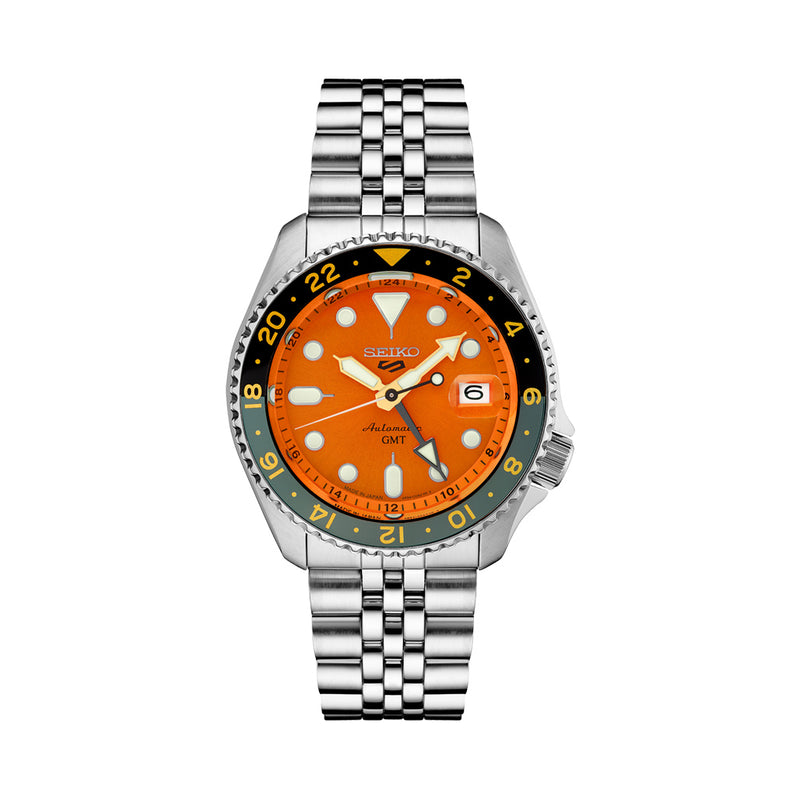 Seiko 5 Sports Automatic GMT Watch with Orange Dial #SSK005
