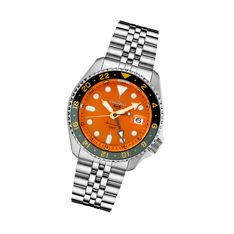 Seiko 5 Sports Automatic GMT Watch with Orange Dial #SSK005
