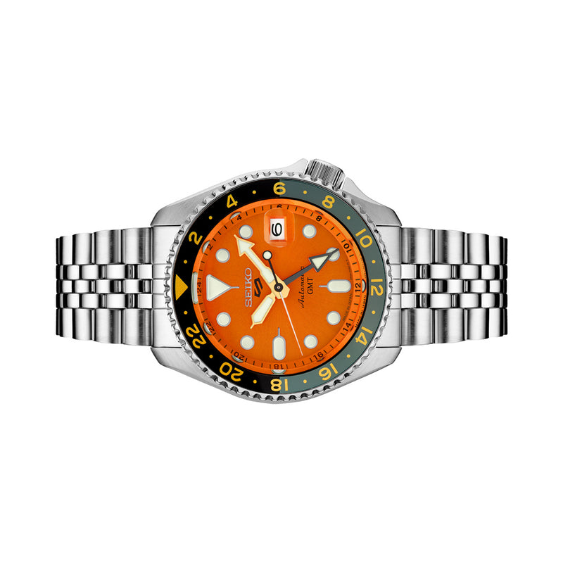 Seiko 5 Sports Automatic GMT Watch with Orange Dial #SSK005