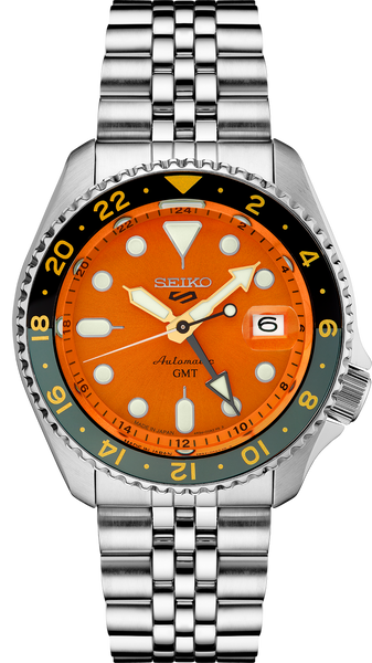 Seiko 5 Sports Automatic GMT Watch with Orange Dial #SSK005
