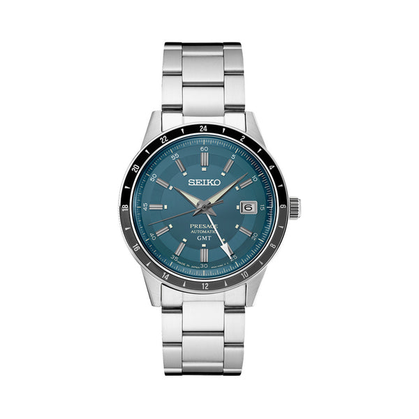 Seiko Presage 60's Style Automatic GMT Dress Watch with Blue Dial #SSK009