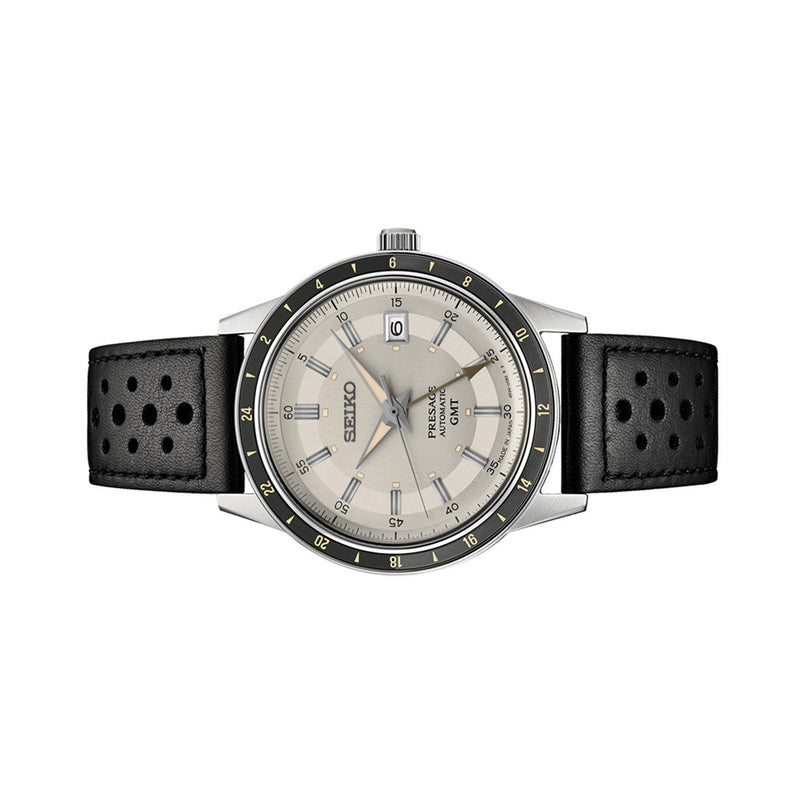 Seiko Presage 60's Style Automatic GMT Dress Watch with Light Beige Dial #SSK011