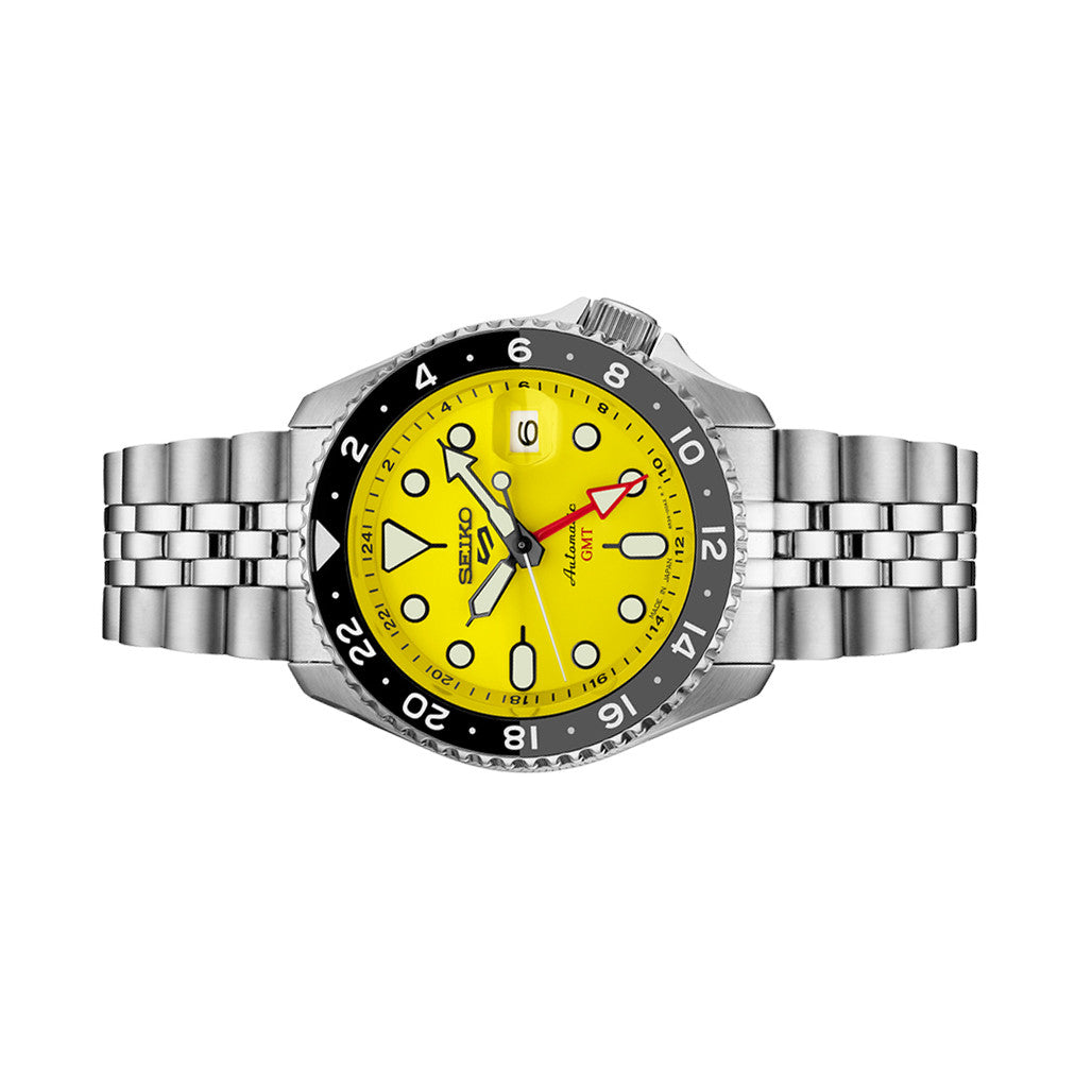 Seiko 5 Sports Automatic GMT Watch with Yellow Dial #SSK017 — Long