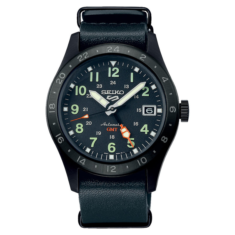 Seiko 5 Sports Automatic GMT Field Watch with Black Case and Dial #SSK025
