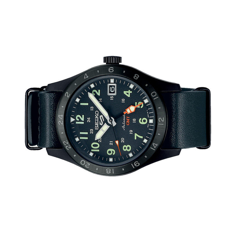 Seiko 5 Sports Automatic GMT Field Watch with Black Case and Dial #SSK025