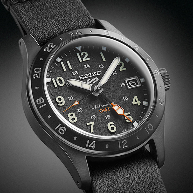 Seiko 5 Sports Automatic GMT Field Watch with Black Case and Dial #SSK025