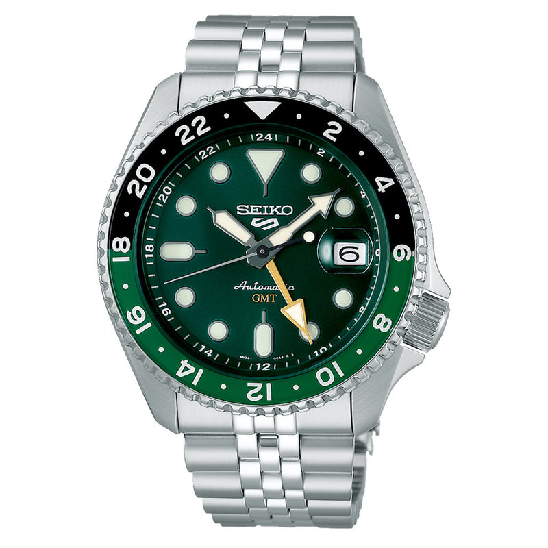 Seiko 5 Sports Automatic GMT Watch with Green Dial #SSK035