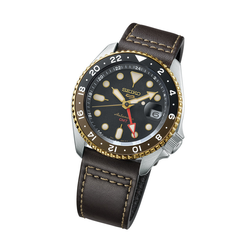 Seiko 5 Sports Automatic GMT Watch with Brown Dial #SSK036 — Long