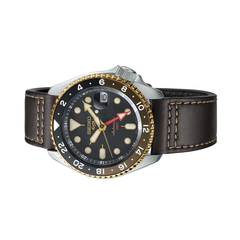 Seiko 5 Sports Automatic GMT Watch with Brown Dial #SSK036