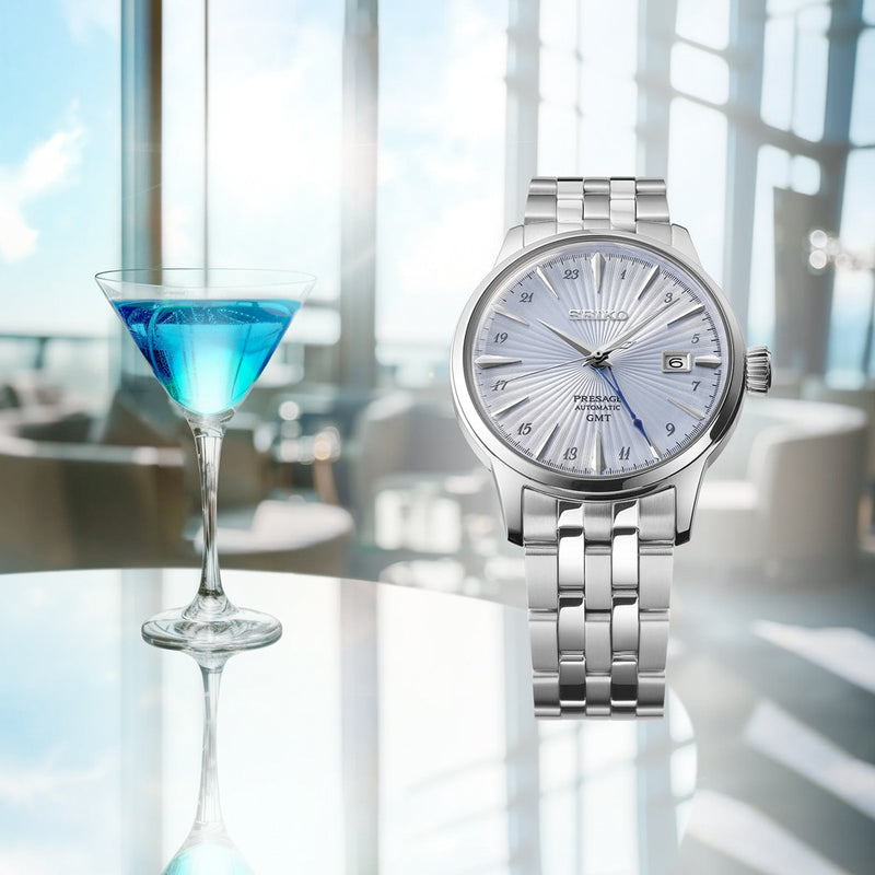 Seiko Presage Cocktail Time GMT with Light Blue Dial #SSK037