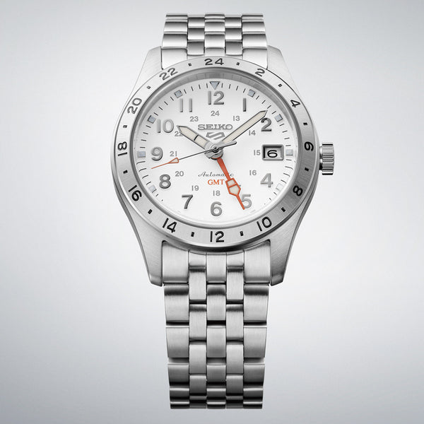 Seiko 5 Sports Automatic GMT Field Watch with White Dial #SSK059