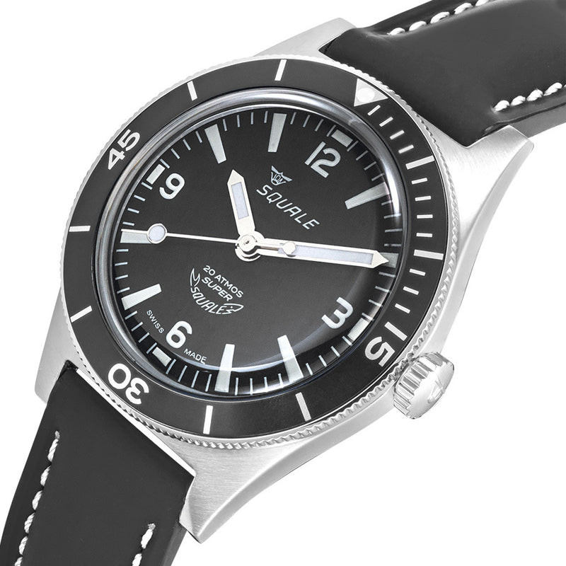 Squale "Super-Squale" Swiss Automatic Skin Diver with Matte Black Dial #SUPERBKBK.RLBK tilt