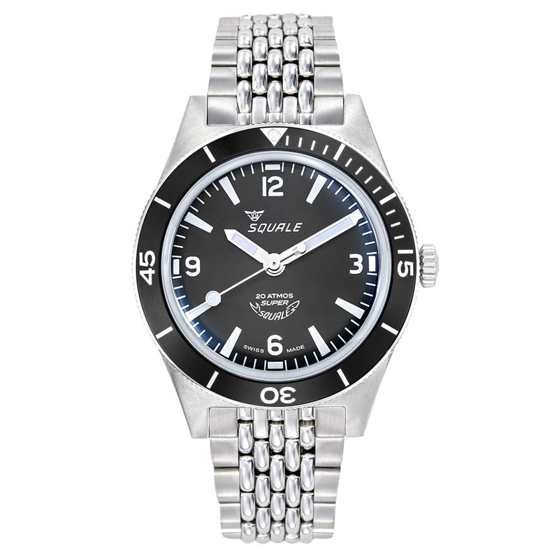 Squale "Super-Squale" Swiss Automatic Skin Diver with Matte Black Dial and Bracelet #SUPERBKBK.AC zoom
