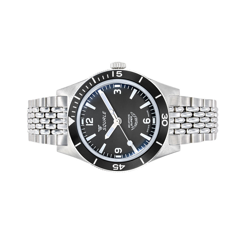 Squale "Super-Squale" Swiss Automatic Skin Diver with Matte Black Dial and Bracelet #SUPERBKBK.AC side