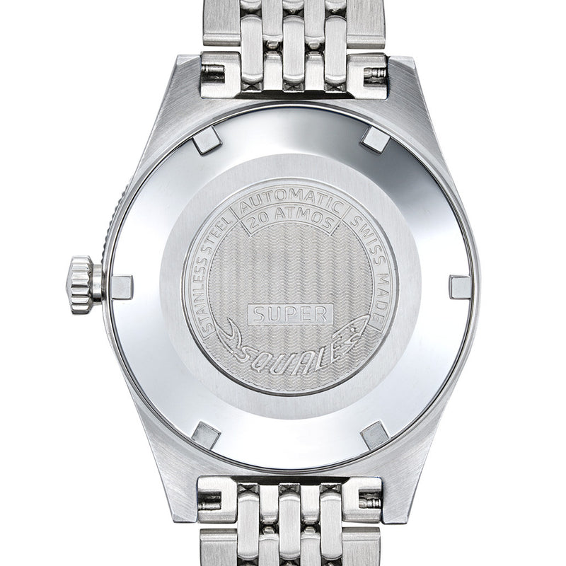 Squale "Super-Squale" Swiss Automatic Skin Diver with Matte Black Dial and Bracelet #SUPERBKBK.AC back
