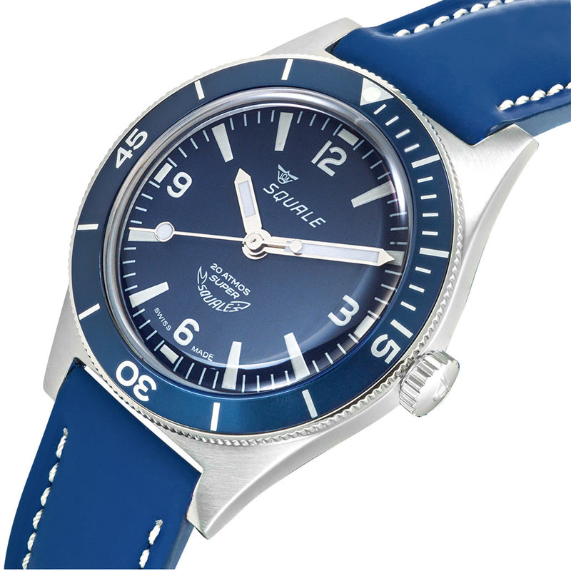 Squale "Super-Squale" Swiss Automatic Skin Diver with Matte Blue Dial #SUPERBLBL.RLBL tilt