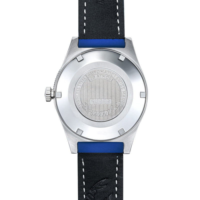Squale "Super-Squale" Swiss Automatic Skin Diver with Matte Blue Dial #SUPERBLBL.RLBL back