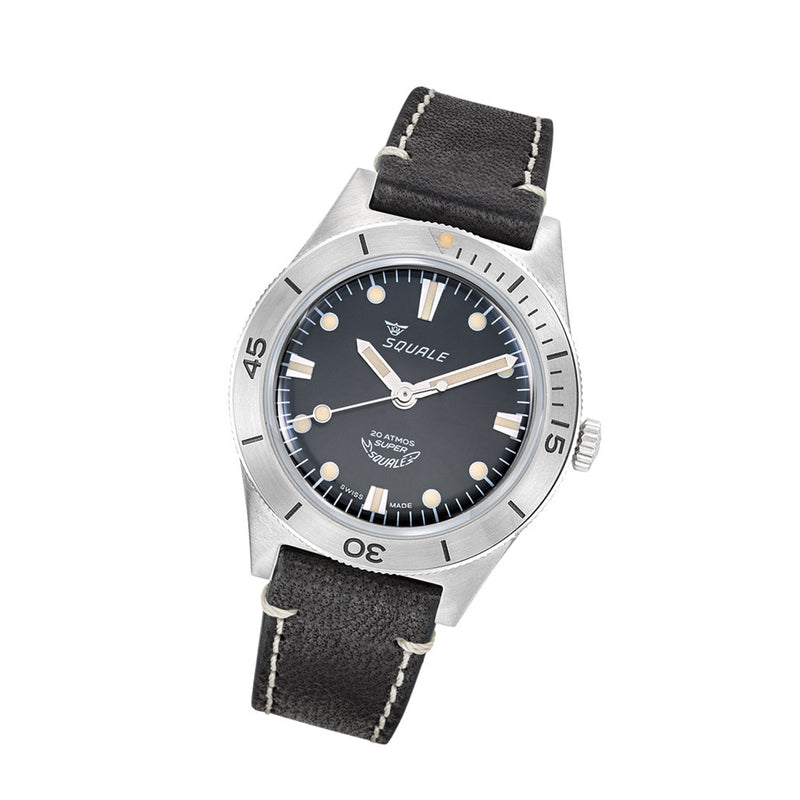 Squale "Super-Squale" Swiss Automatic Skin Diver with Radiant Black Dial #SUPERSSBK.PN tilt