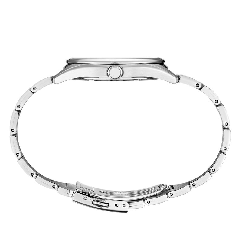 Seiko Essentials Everyday Casual Watch with Silver Dial and Sapphire Crystal #SUR307 crown