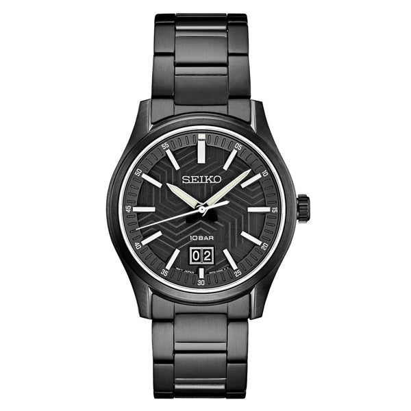 Seiko Essentials Sport Big Date PVD Watch with Matte Black "Streetwear" Dial and Sapphire Crystal #SUR515 zoom