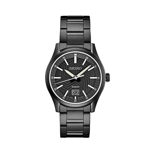 Seiko Essentials Sport Big Date PVD Watch with Matte Black "Streetwear" Dial and Sapphire Crystal #SUR515
