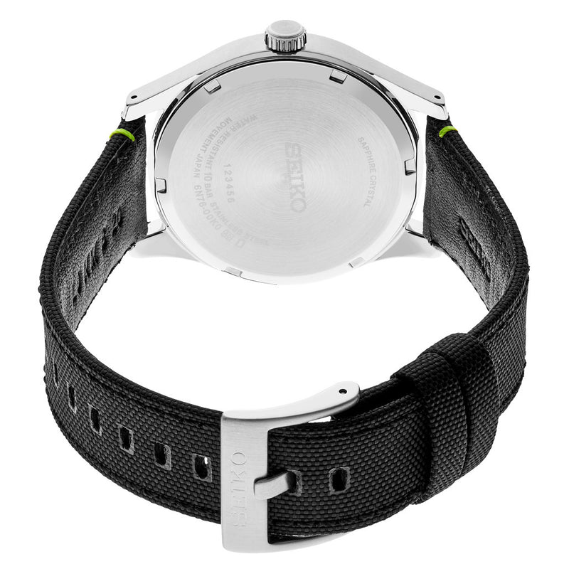 Seiko Essentials Sport Big Date Watch with Matte Black "Streetwear" Dial and Sapphire #SUR517 back