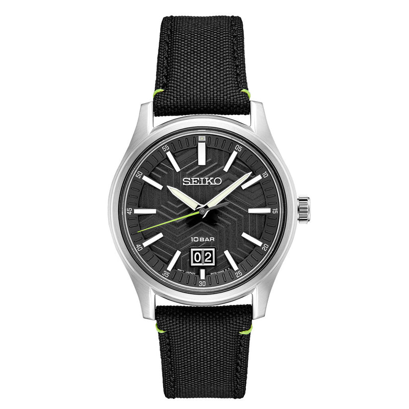 Seiko Essentials Sport Big Date Watch with Matte Black "Streetwear" Dial and Sapphire #SUR517 zoom