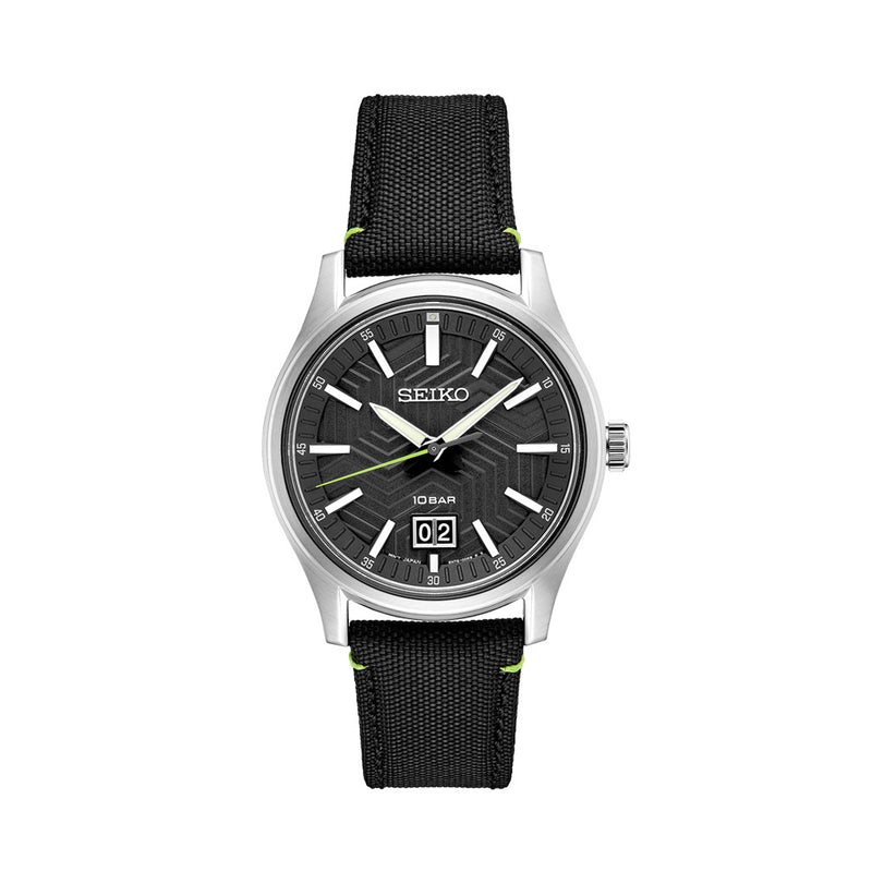 Seiko Essentials Sport Big Date Watch with Matte Black "Streetwear" Dial and Sapphire #SUR517
