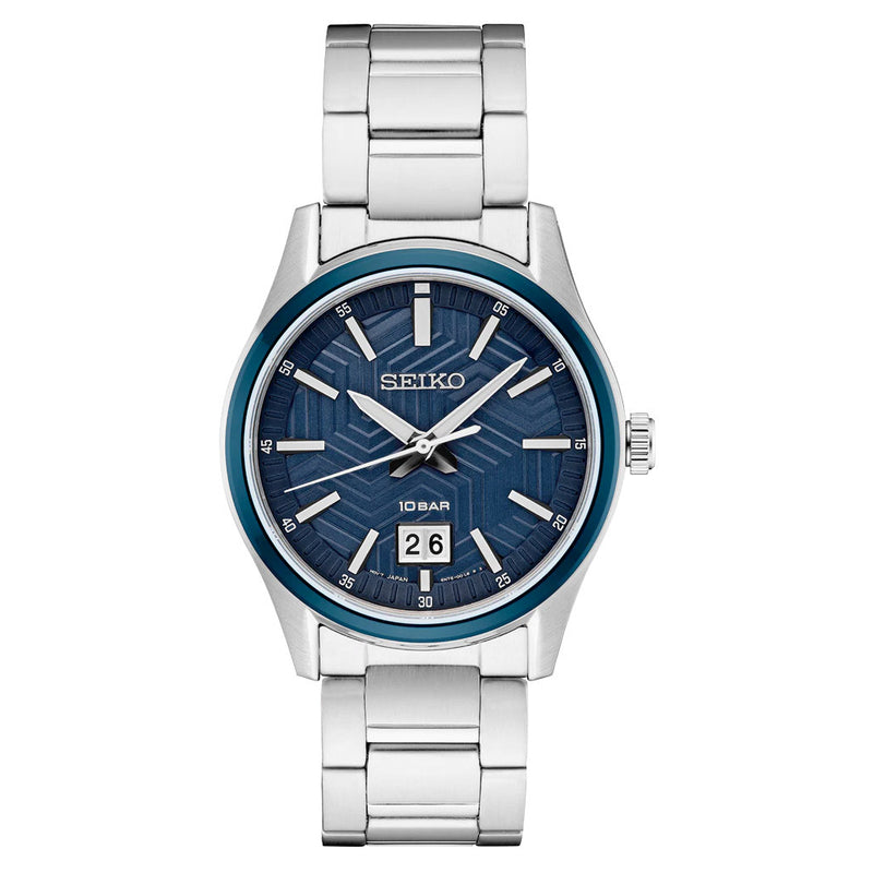 Seiko Essentials Big Date Watch with Blue Dial #SUR559