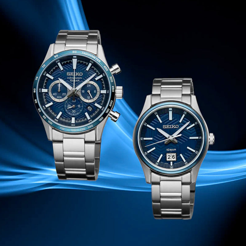 Seiko Essentials Big Date Watch with Blue Dial #SUR559