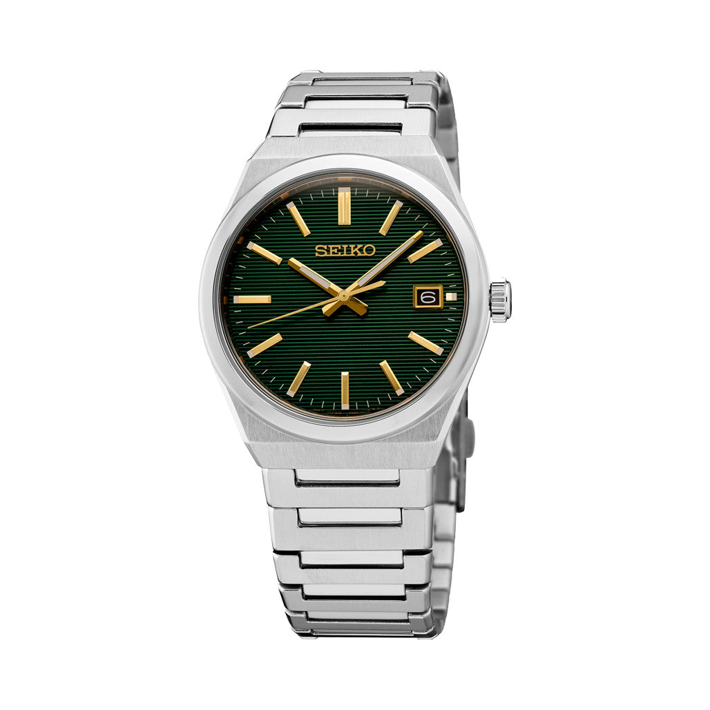 Seiko Essentials Watch with Green Striped Dial #SUR601 — Long