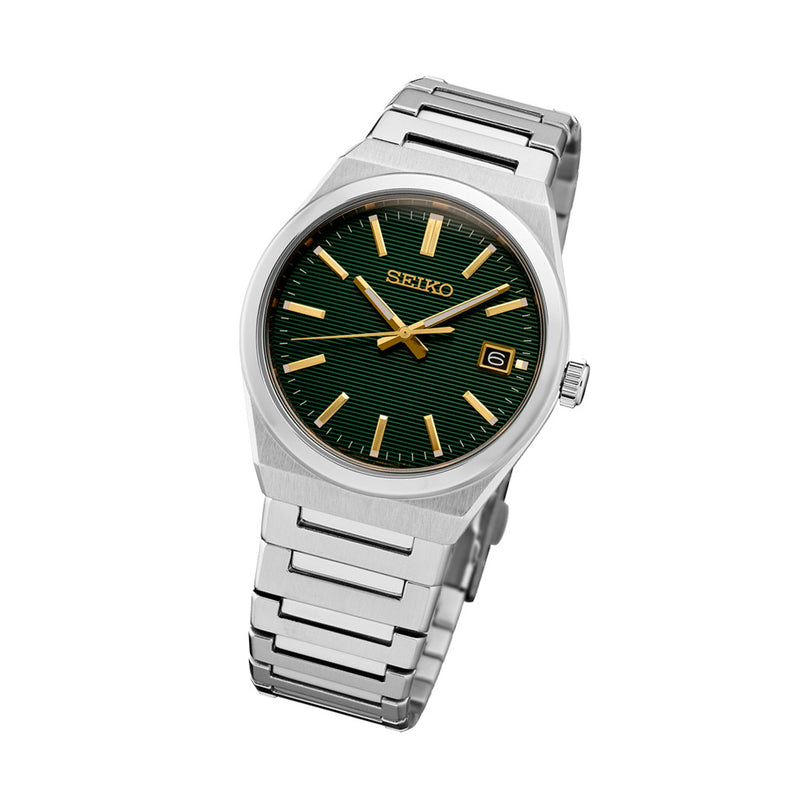 Seiko Essentials Watch with Green Striped Dial #SUR601