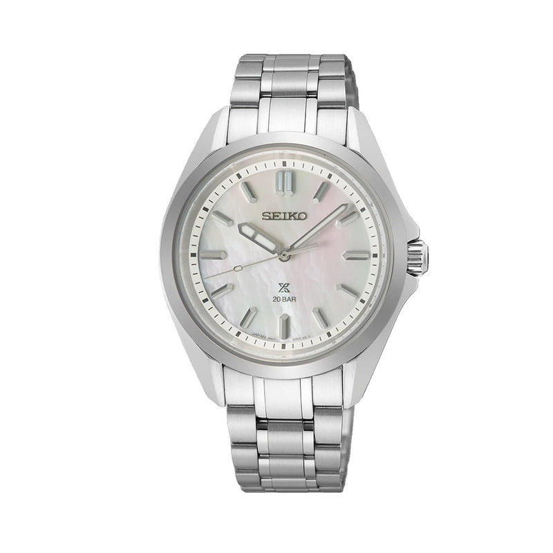 Seiko Prospex Ladies White Mother of Pearl Automatic Dive Watch #SUR605