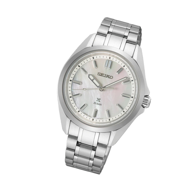 Seiko Prospex Ladies White Mother of Pearl Automatic Dive Watch #SUR605