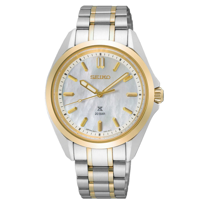 Seiko Prospex Ladies Two-Tone Mother of Pearl Automatic Dive Watch #SUR608