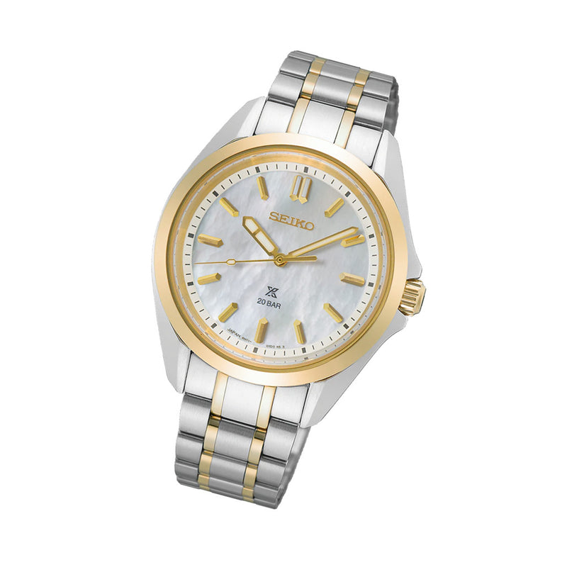 Seiko Prospex Ladies Two-Tone Mother of Pearl Automatic Dive Watch #SUR608
