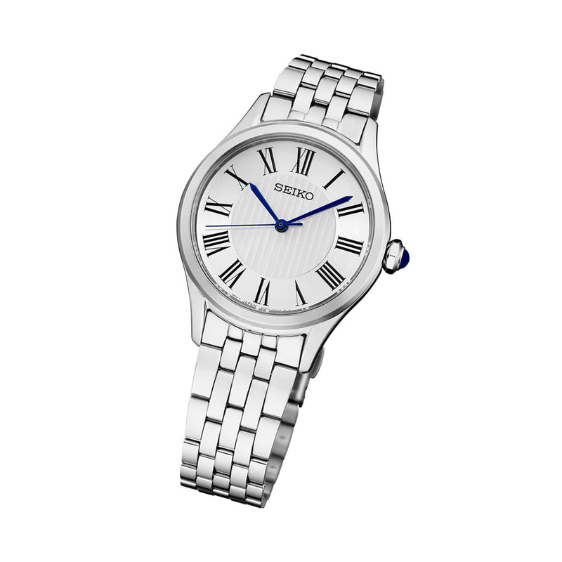 Seiko Essentials Lady's Roman Numeral Watch with Silver-White Dial #SUR609