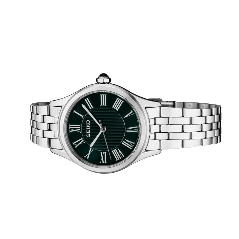 Seiko Essentials Lady's Roman Numeral Watch with Green Dial #SUR611