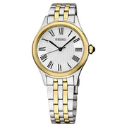Seiko Essentials Lady's Roman Numeral Two-Tone Watch with Silver-White Dial #SUR612