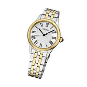 Seiko Essentials Lady's Roman Numeral Two-Tone Watch with Silver-White Dial #SUR612