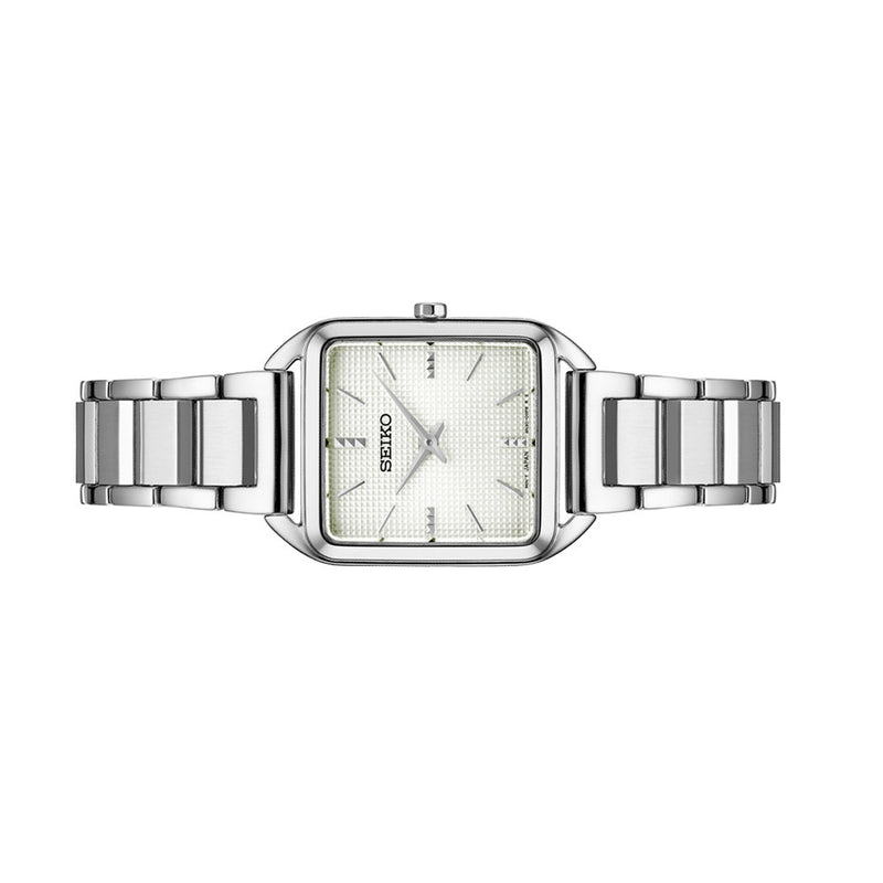 Seiko Essentials Tank Watch with White Grid Pattern Dial #SWR073 side