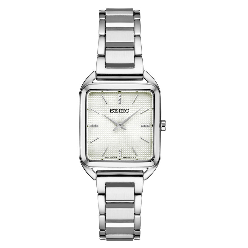 Seiko Essentials Tank Watch with White Grid Pattern Dial #SWR073 zoom