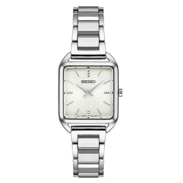 Seiko Essentials Tank Watch with White Grid Pattern Dial #SWR073 zoom